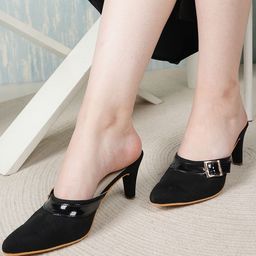 The Roadster Lifestyle Co Women Buckled Kitten Heels Casual Mules-15
