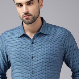 Park Avenue Men Blue Slim Fit Grid Tattersall Checks Formal Shirt-picture-25