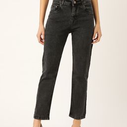 PARIS HAMILTON Women Charcoal Grey Boyfriend Fit High-Rise Clean Look Stretchable Jeans-image-68