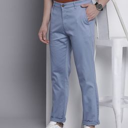 The Indian Garage Co Men Solid Slim Fit Chinos Trousers-picture-8