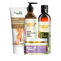 Glamour World Ayurvedic Set Of 4 Glow Feet Moisturiser, Body Lotion & Body Oil Combo-3