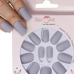 BEROMT 12 Pcs Long-Lasting Premium Matte Salon Finish Press On Nails - Shade 553-image-33