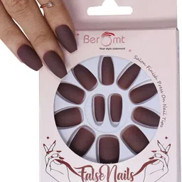 BEROMT 12 Pcs Long-Lasting Premium Matte Salon Finish Press On Nails - Shade 490-image-35
