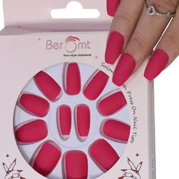 BEROMT 12 Pcs Long-Lasting Premium Matte Salon Finish Press On Nails - Shade 498-image-47