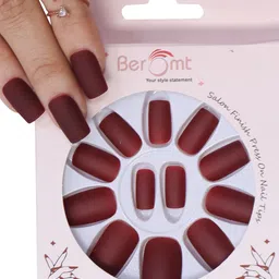 BEROMT 12 Pcs Long-Lasting Premium Matte Salon Finish Press On Nails - Shade 504-image-42