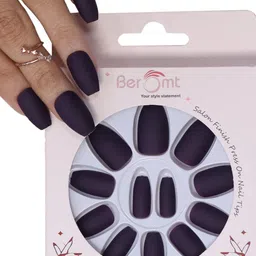BEROMT 12 Pcs Long-Lasting Premium Matte Salon Finish Press On Nails - Shade 558-image-69