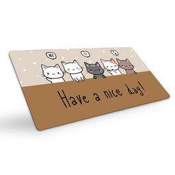 Gathari Brown & White Cat Printed Spill Resistant Desk Table Mat-30