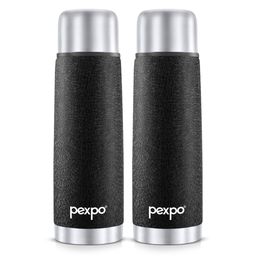 Pexpo Black  & White 2 Pieces Double Wall Vacuum Flask Water Bottle 350 ml-image-59