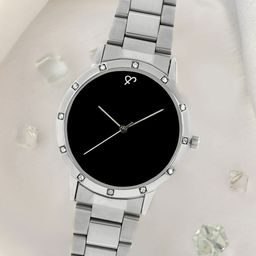JOKER & WITCH Women Black Dial & Silver Toned Stainless Steel  Analogue Watch AMWW569-41