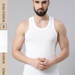 Force NXT Men White Pack of 3 Assorted Innerwear Vests MNFF-141-4
