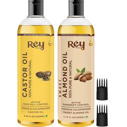 Rey Naturals Set Of 2 Cold Pressed Castor Oil & Sweet Almond Oil For Hair & Skin 400ml-image-83