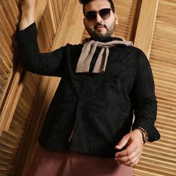 Instafab Plus Self Design Button-Down Collar Comfort Cotton Casual Shirt-picture-36