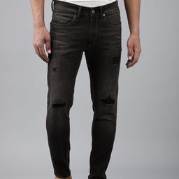 BEAT LONDON by PEPE JEANS Men Black Super Skinny Fit Mildly Distressed Light Fade Stretchable Jeans-image-56