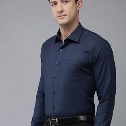 Van Heusen Pure Cotton Self Design Textured Slim Fit Opaque Formal Shirt-image-23