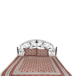 Exotic India Red & White 300 TC Cotton Queen Bedsheet with 2 Pillow Covers-image-23