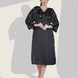 Dora Dori Women Solid Embellished Kimono Sleeve Kaftan Midi Dress-picture-18