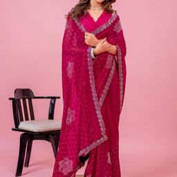 Leelavati Embellished Beads and Stones Pure Georgette Saree-picture-14