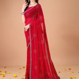 Leelavati Embellished Beads and Stones Pure Georgette Saree-image-90