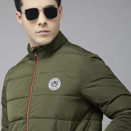 U.S. Polo Assn. Men Olive Green Solid Puffer Jacket With Brand Logo Detail-image-41