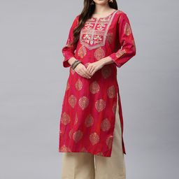 Readiprint Fashions Ethnic Motifs Embroidered Sequinned Pure Cotton Kurta-19