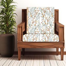 STITCHNEST White & Green 6 Pieces Floral Printed Cotton Sofa Covers-11