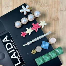 LAIDA Women Set of 6 Gold-Plated Embellished Alligator Hair Clip-22
