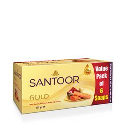 Santoor Set of 6 Gold Soaps with Sandal & Saffron Extracts - 125g each-38