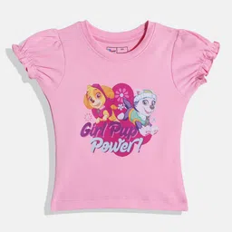 Eteenz Infant Girls Paw Patrol Print Puff Sleeve Cotton Top-image-71