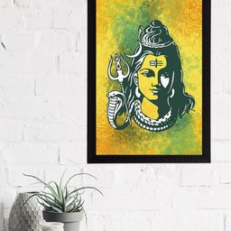 eCraftIndia Yellow & Green Lord Shiva Satin Matt Textured UV Wall Art-image-57