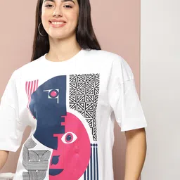 Stormborn Graphic Printed Drop-Shoulder Sleeves Casual Pure Cotton Oversized T-shirt-image-90