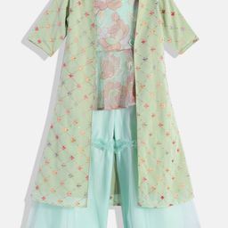 Ethnovog Girls Floral Embroidered Regular Sequinned Kurti with Palazzos-picture-46