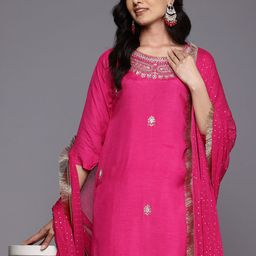 Varanga Women Ethnic Motifs Zardozi Embroidered Kurta Trousers, and Dupatta-20