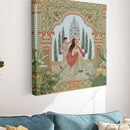 Myntra Elegant Homes Green & Blue Couple Printed Canvas Wall Art-image-99