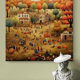 Myntra Elegant Homes Red & Green Village Culture Canvas Wall Art-image-49