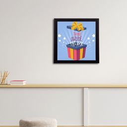 eCraftIndia Blue & Yellow "Think Outside The Box" Motivational Quote Satin Matt Texture UV Art Painting-12
