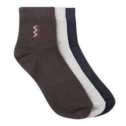 INVICTUS Men Set of 3 Minimal Zip-Zag Patterned Cotton Above Ankle-Length Socks-19