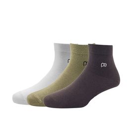 Peter England Men Beige & Brown Pack of 3 Cotton Above Ankle Length Socks-43