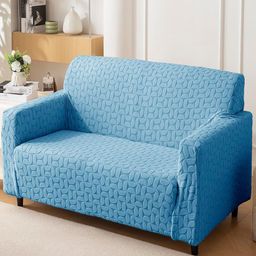 HOUSE OF QUIRK 1 Piece Four Seater Jacquard Sofa Cover With Arms-7