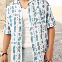 Stylish Resort Vibe Abstract Printed Cuban Collar Oversized Shirt-image-62