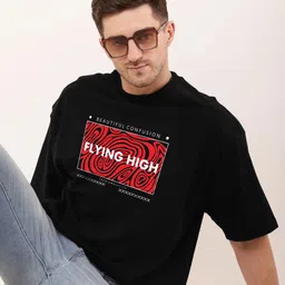 FARROWX Typography Printed Round Neck Pure Cotton Oversized T-shirt-picture-41