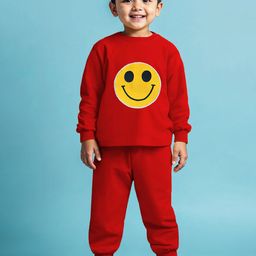 YK X Trampoline Kids Patch Work Printed Cotton Terry Loop T-shirt & Pyjamas Set-picture-8