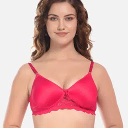 FIMS Fuchsia Pink Cotton Lace Everyday Bra - Lightly Padded-picture-18