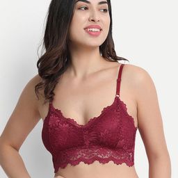 DEALSEVEN FASHION Maroon Floral Bralette Bra Lightly Padded GBra006-16
