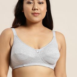 Sztori Plus Size Grey Melange Solid Non-Wired Non Padded Everyday Bra SZ-BRA-709D-25