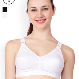 Floret White & Black Solid Pack Of 3 Non-Wired Everyday Bra Sherry_White-Black-White_40B-image-31