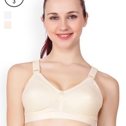 Floret Beige & White Solid Pack Of 3 Non-Wired Everyday Bra Sherry_Skin-White-Skin_40B-7
