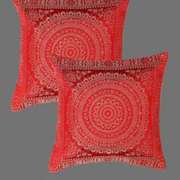 HANDICRAFT PALACE Red Set of 2 Ethnic Motifs Square Cushion Covers-image-37