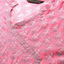 R RANAK CREATION Floral Printed Pure Cotton Kurta with Palazzos & With Dupatta image 2
