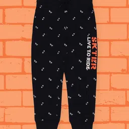 PLUM TREE Boys Black & White Printed Loose-Fit  Pure Premium Cotton Joggers-image-54