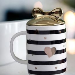 A Vintage Affair- Home Decor White & Black Geometric Printed Ceramic Glossy Cups-16